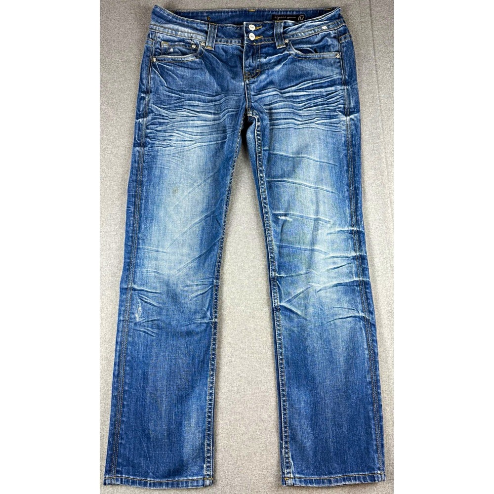 Vigoss Jeans Womens 13 Distressed Bootcut Flare Low Rise Y2K Medium Wash Denim